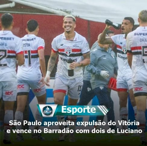 São Paulo aproveita expulsão do Vitória e vence no Barradão com dois de Luciano